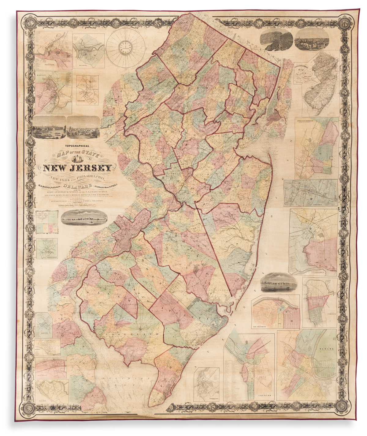 (NEW JERSEY.) William Kitchell. Topographical Map of the State of New Jersey